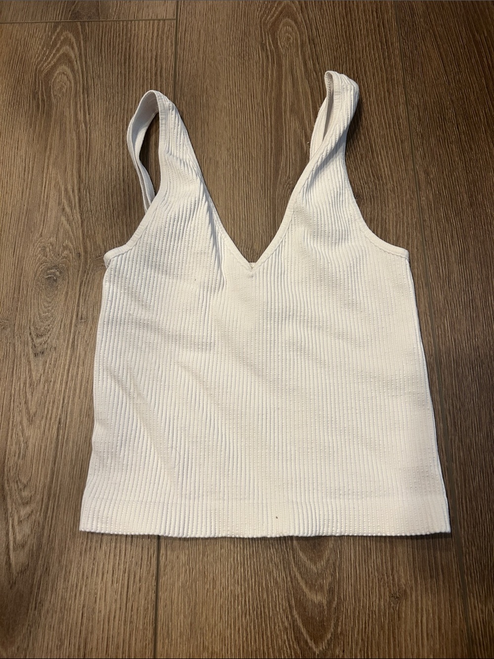 Nikibiki white Ribbed V-Neck Tank Top